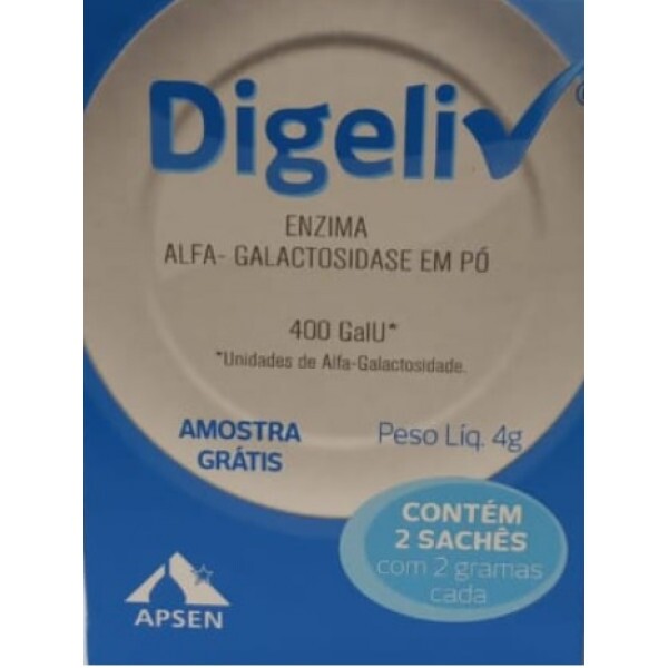 Digeliv - Enzima Alfa Galactosidase em pó 4g - 2 Sachês